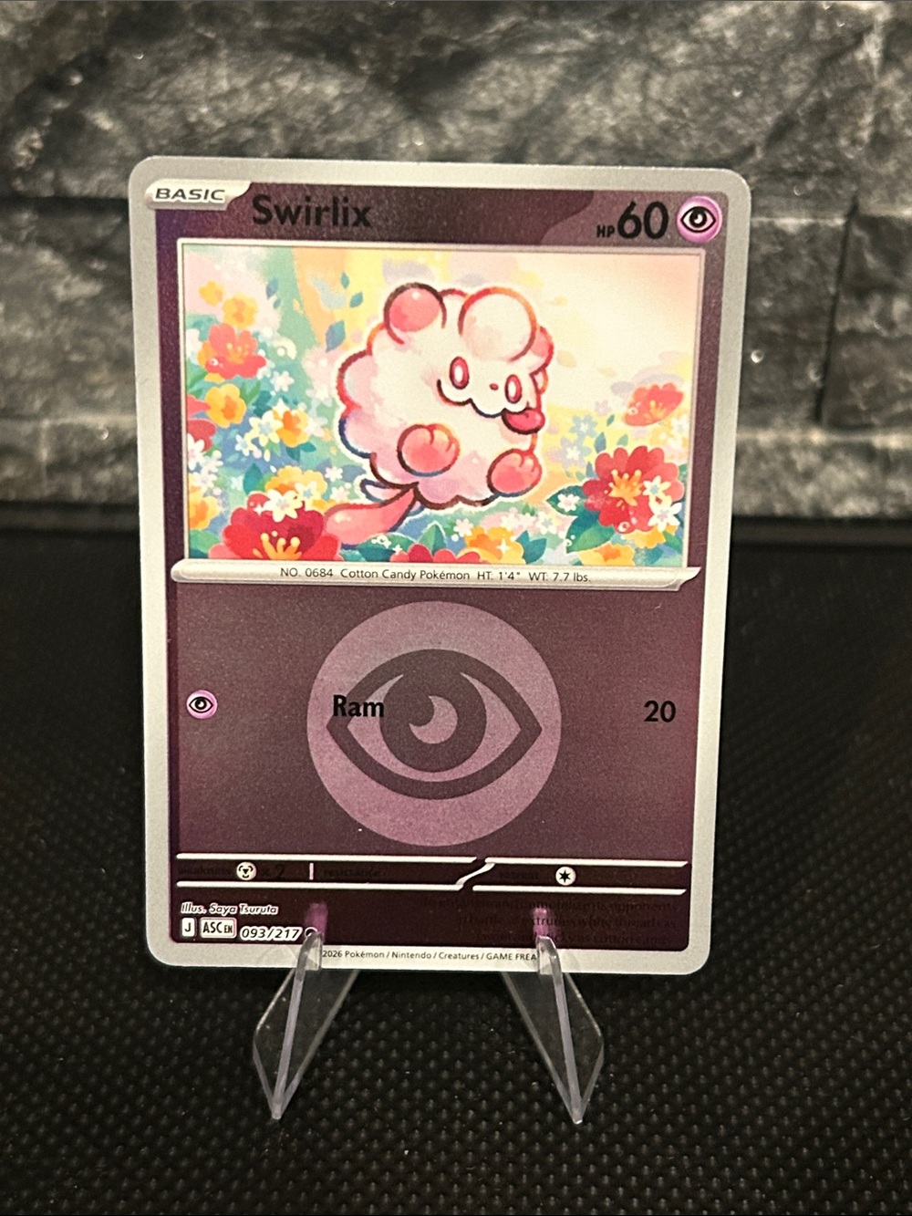 Pokemon Swirlix 093/217 Reverse Holo Rare from‎ Ascended Heroes Set M/NM